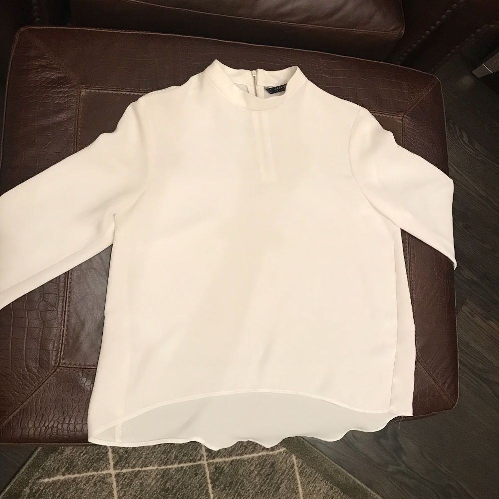 zara(basic) white blouse - Picture 1 of 4